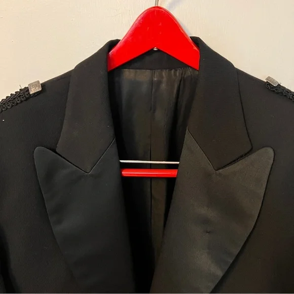 Prince Charlie Kilt Jacket Satin Silver Buttons Scottish Wedding Formal - Picture 2 of 8